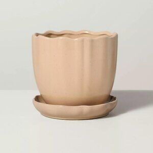 6" Scalloped Edge Stoneware Planter Pot Saucer Tan Hearth & Hand Magnolia Target
